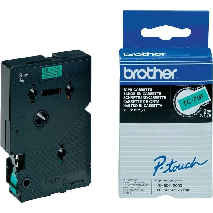 Κασέτα ταινίας Brother P-Touch TC-791 9 mm πράσινο/μαύρο
