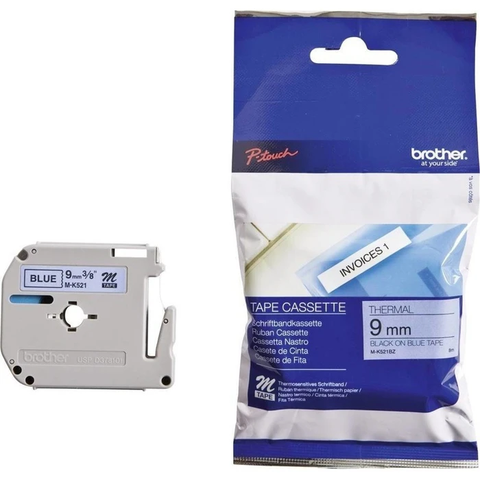 Brother MK521BZ 9mm x 8m Blue/Black Label Tape Cassette