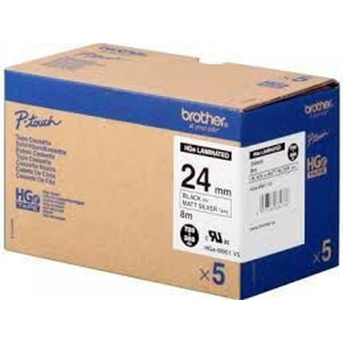 Brother Αυτοκόλλητη Ταινία Laminated HGe-M951V5 24 mm x 8 m Μαύρο σε Ασημί
