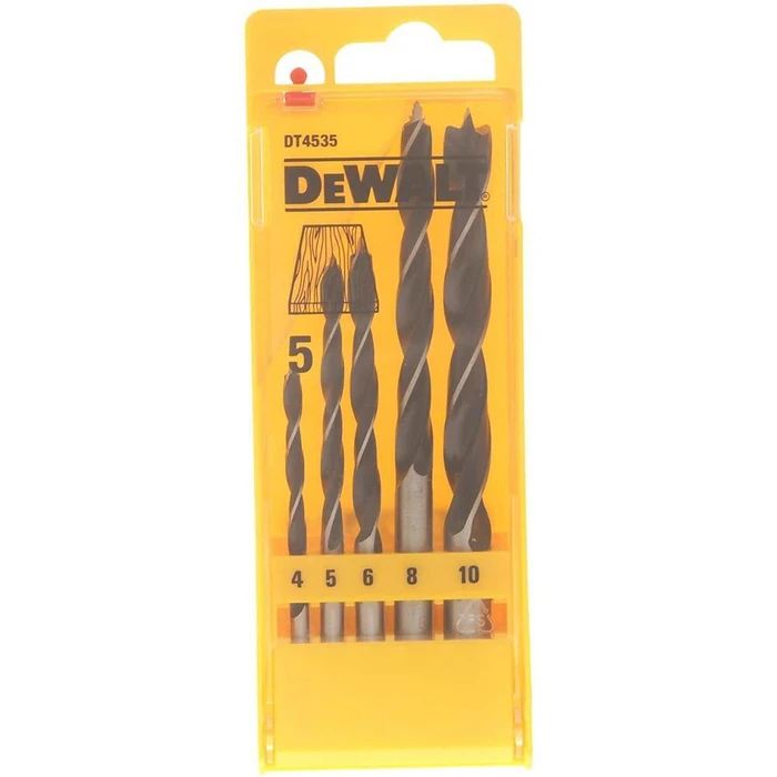 Dewalt 5pc Wood Drill Bit Set with Cylindrical Shank 4, 5, 6, 8, 10 mm - DT4535