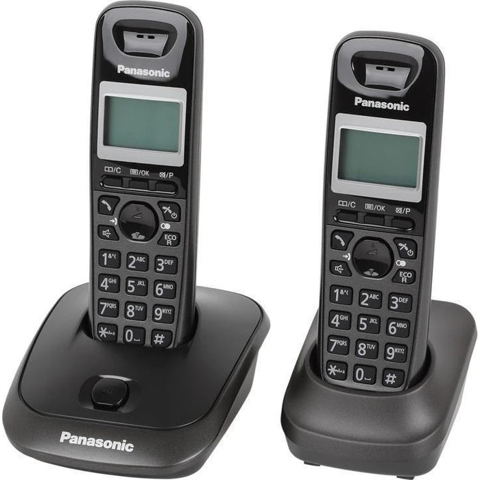 Panasonic KX-TG2512 Ασύρματο Τηλέφωνο Duo Μαύρο