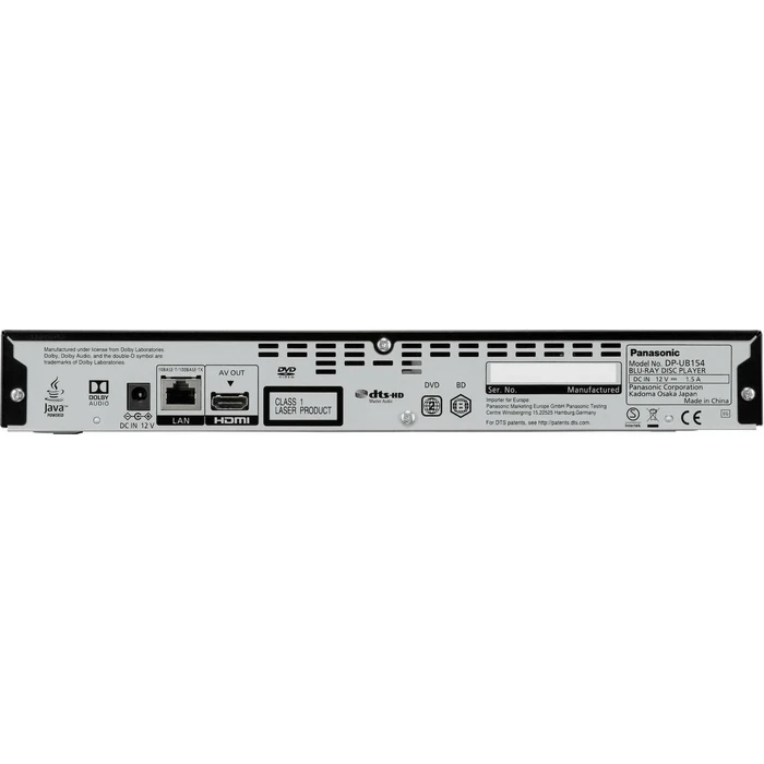 Panasonic Blu-ray Player DP-UB154 (HDR, Dolby Atmos, UltraHD/4K) μαύρο