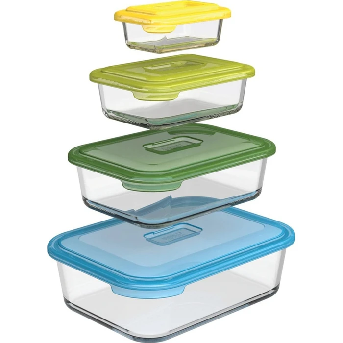 Joseph Joseph Nest Food Storage Jars - Set of 4 Glass (Multicolour Lids) - MPN 81060
