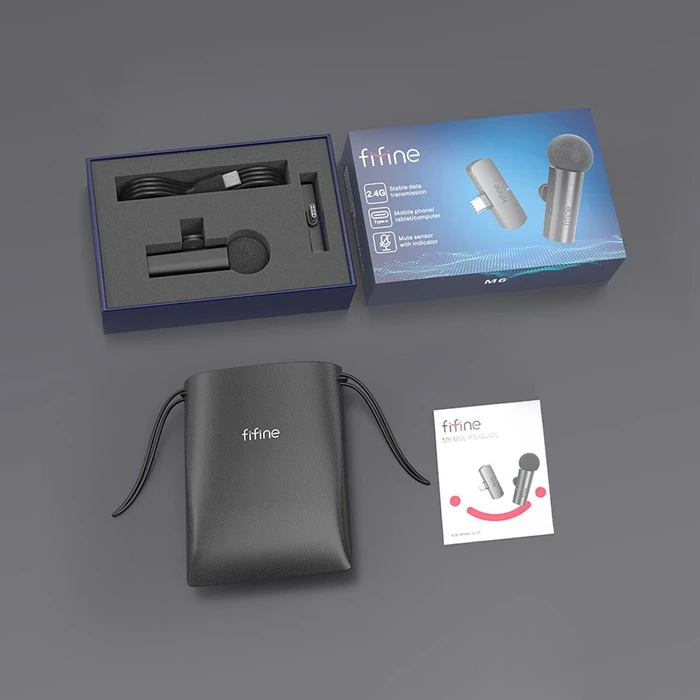 Fifine M6 Σετ Μικρόφωνο USB Πέτου (Clip-On) για Κινητό