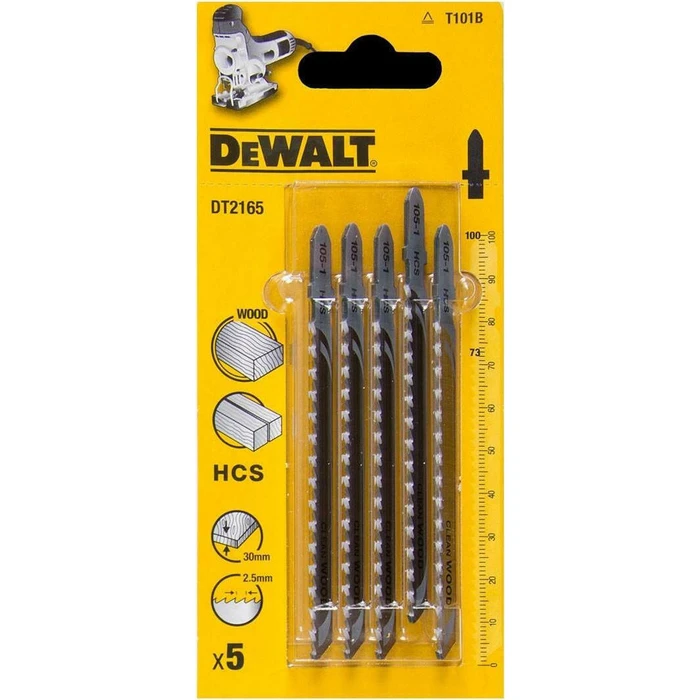 Dewalt DT2165 HCS T-Shank Jigsaw Blades for Wood 100mm 5pcs