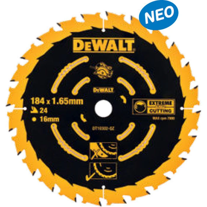 Dewalt 165mm Wood Cutting Circular Saw Blade 24 Teeth DT10300-QZ