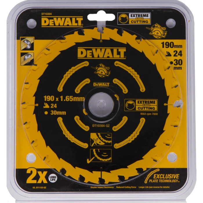 Dewalt Δίσκος Κοπής Ξύλου 190mm 24 Δόντια DT10304