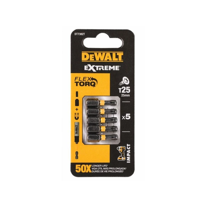 Dewalt Σετ 5 μύτες κατσαβιδιού Torq Impact T25 x 25mm (DT7382T)