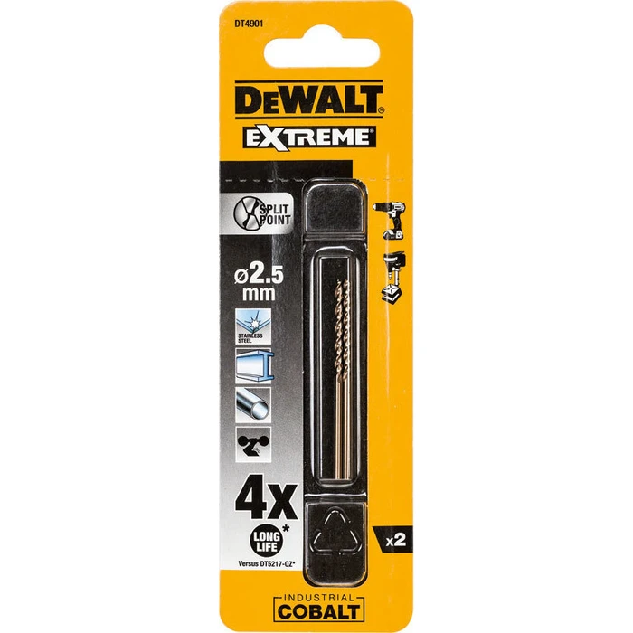 Dewalt Extreme Set 2 Cobalt Drill Bits for Metal with Cylindrical Shank DT4901 (2 pcs)