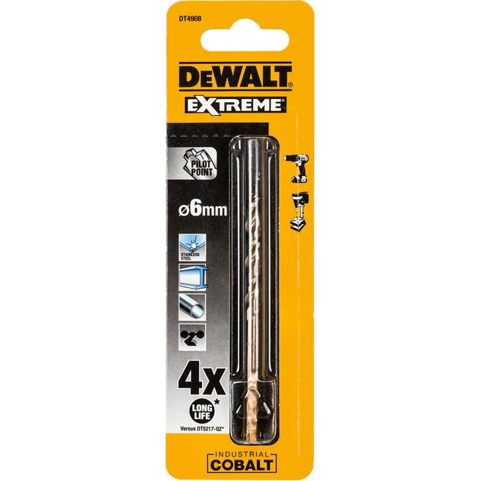 Dewalt Extreme Cobalt Drill Bit with Cylindrical Shank for Metal 6mm DT4908