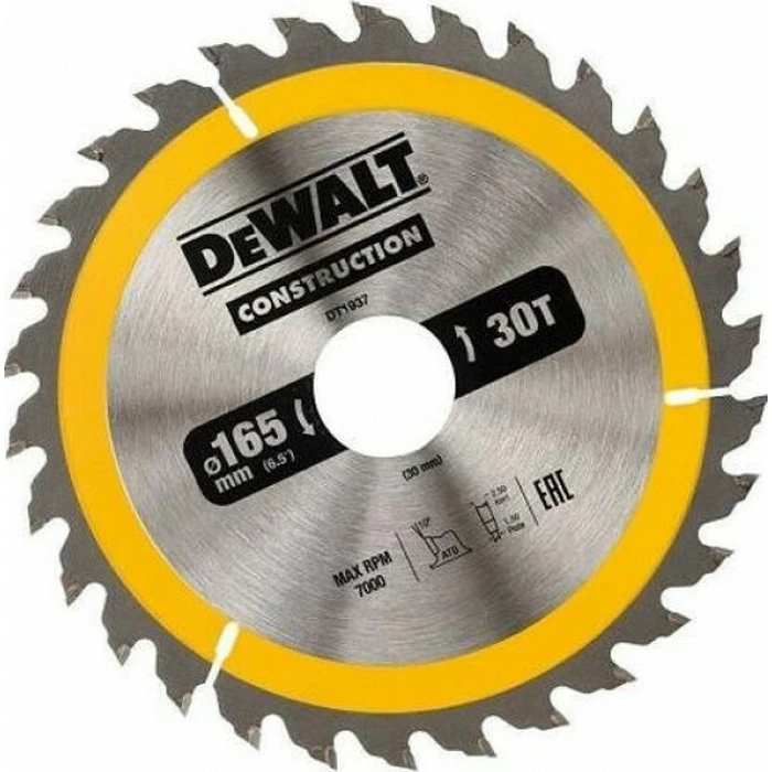Dewalt Δίσκος Κοπής Δομικών Υλικών 165mm 30 Δόντια DT1937