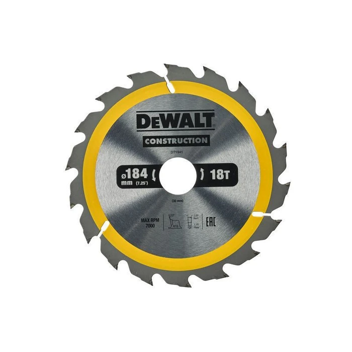 Dewalt Δίσκος Κοπής Ξύλου 184mm 18 Δόντια DT1941