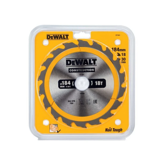 Dewalt Δίσκος Κοπής Ξύλου 184mm 18 Δόντια DT1941