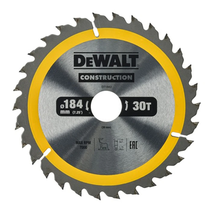 Dewalt Δίσκος κοπής δομικών υλικών 184 mm, 30 δόντια (DT1942)