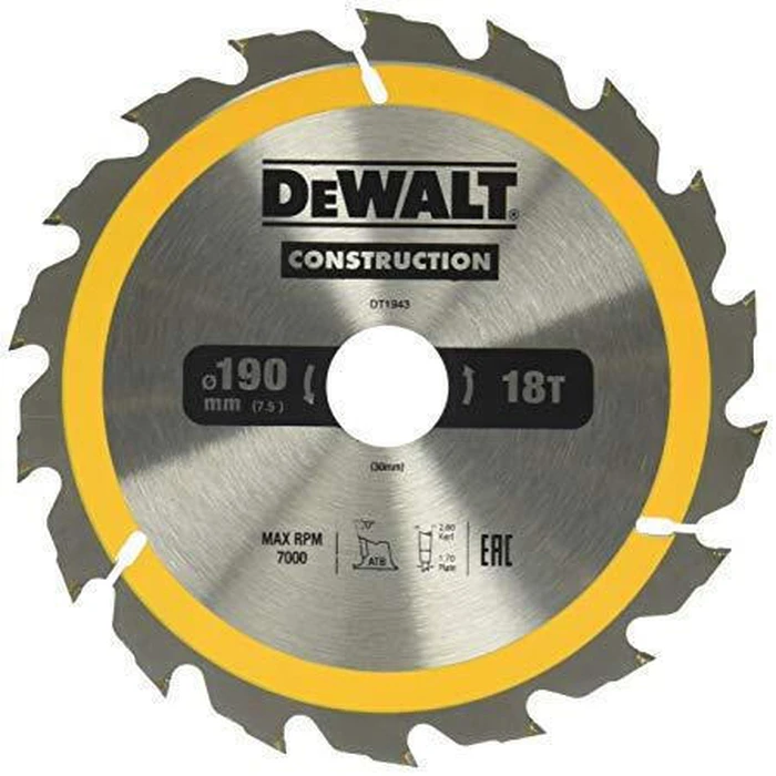 Dewalt Δίσκος Κοπής Ξύλου 190mm 24 Δόντια DT1944-QZ