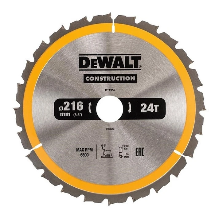 Dewalt Wood Cutting Circular Saw Blade 216mm DT1952