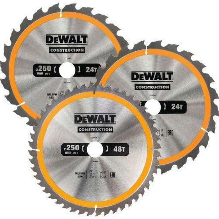 Dewalt Δίσκος κοπής ξύλου 250mm 3τμχ (DT1963)
