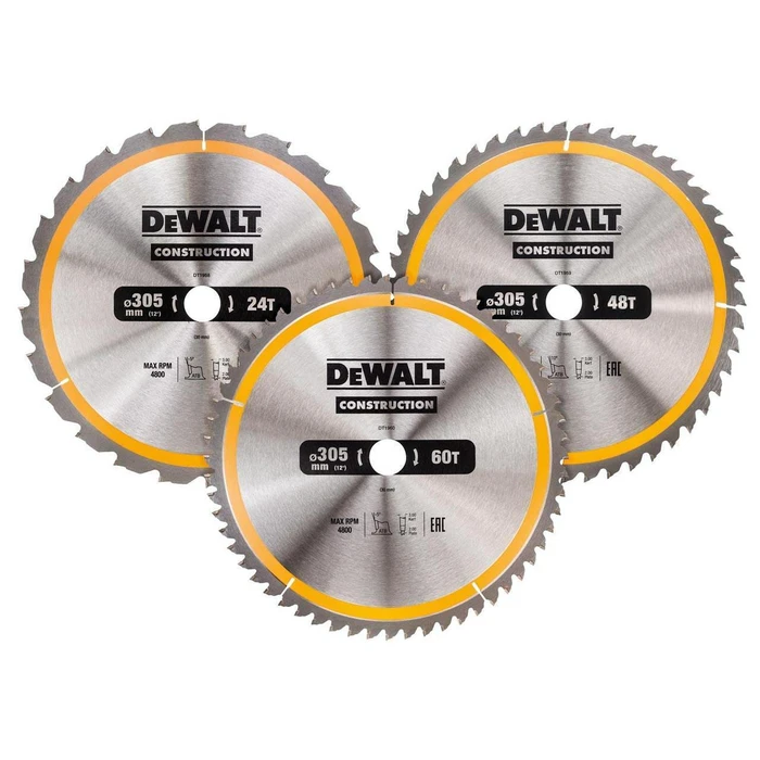 Dewalt Δίσκος Κοπής Ξύλου 305mm 3τμχ (DT1964-QZ)