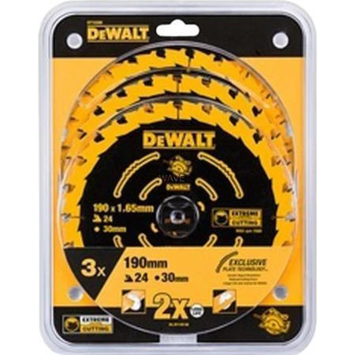 Dewalt Wood Cutting Saw Blade 190mm 3pc (DT10399)