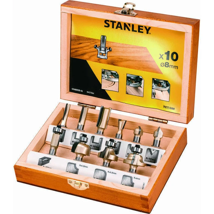 Stanley 8mm TCT/HM Cutter Bit Set for Metal & Wood, 10 pcs (STA80020-XJ)
