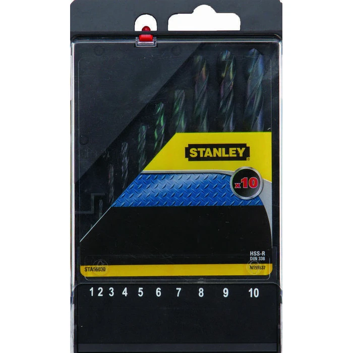 Stanley 10-Piece HSS Drill Bit Set with Cylindrical Shank for Metal STA56030