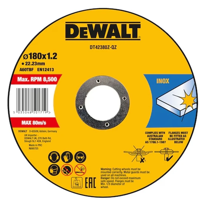 Dewalt Δίσκος κοπής μετάλλων 180 x 1,6 mm INOX