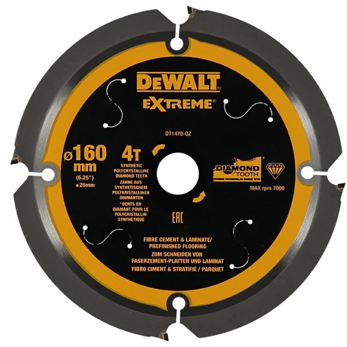 Dewalt Circular Saw Blade 160x20mm 4T PCD for Fiber Cement DT1470-QZ (Blister)