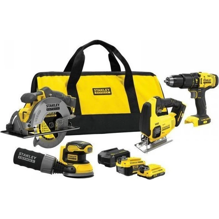 Stanley SFMCK412MDS Σετ FATMAX V20 18V 4τεμ. (Δισκοπρίονο, Δραπανοκατσάβιδο, Σέγα, Τριβείο) με 2 Μπαταρίες