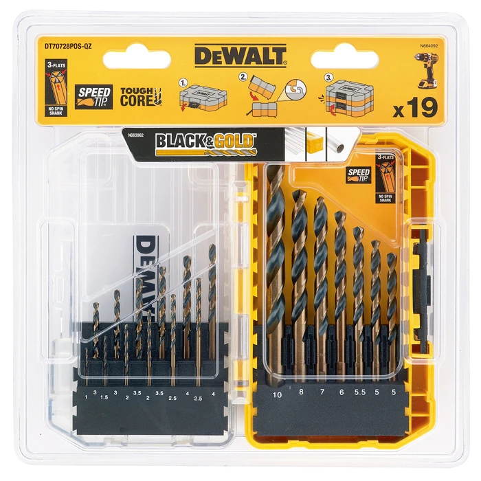 Dewalt Σετ 19 τρυπανιών HSS με κυλινδρικό στέλεχος για μέταλλο DT70728