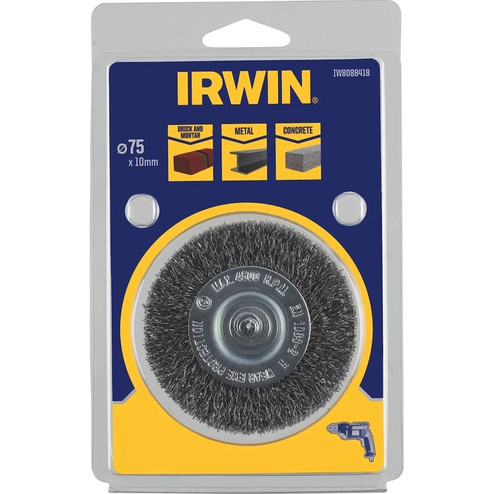 Irwin 75mm Steel Disc Brush with Shank for Metal/Concrete (IW8088418)