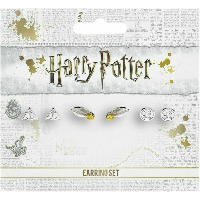 The Carat Shop Ltd Harry Potter Deathly Hallows Golden Snitch Platform Stud Earring Set