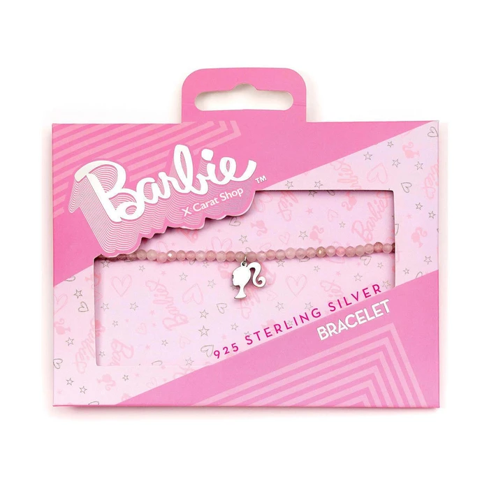 The Carat Shop Ltd Barbie Βραχιόλι με Ασήμι και Ροζ Χαλαζία