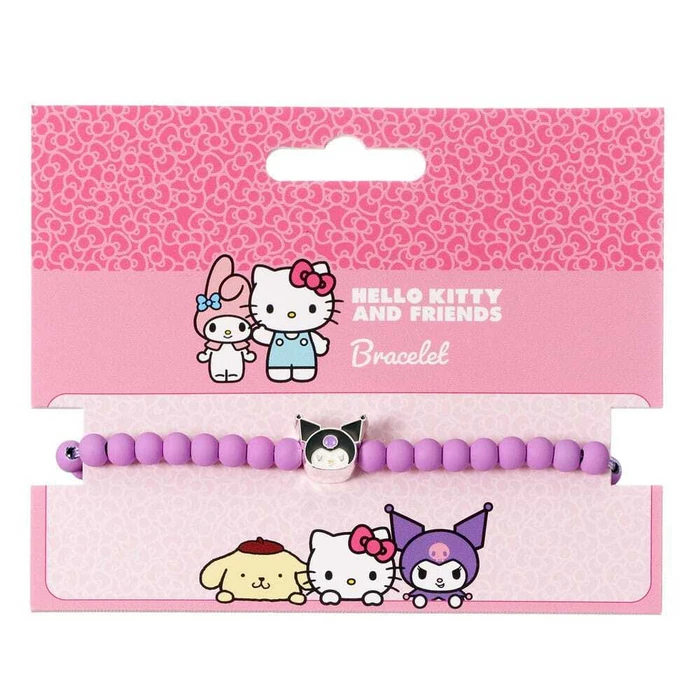 Bracelet The Carat Shop Hello Kitty Purple Beaded Bracelet with Kuromi Charm