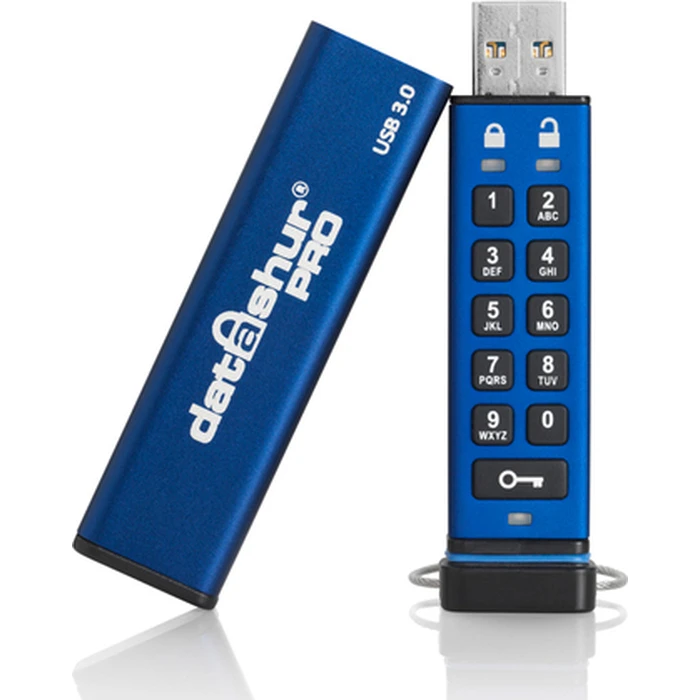 iStorage datAshur Pro 64GB USB 3.0 Encrypted USB-A Flash Drive - Blue