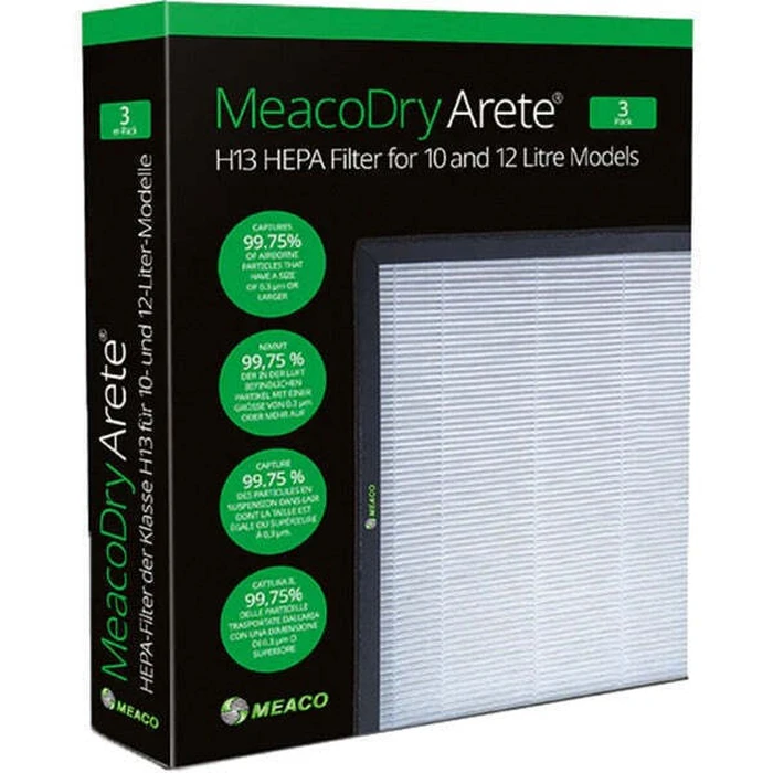 Meaco Dry Arete One H13 HEPA Filter for 10L/12L Dehumidifier, 3-Pack