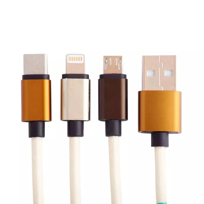 Lazerbuilt Πλεκτό καλώδιο USB σε micro USB / Type‑C / Lightning 2A 1.2m - Γκρι