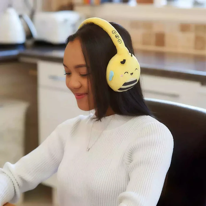 Lazerbuilt Squishmallows Plush Wireless Bluetooth Kids Over‑Ear Headphones Sunny The Bee (6 hrs)