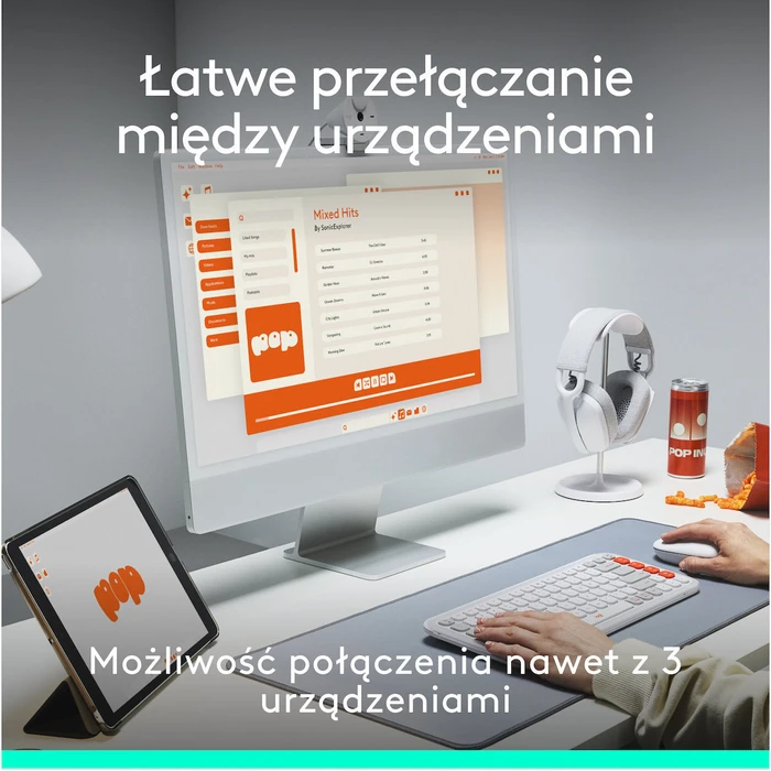 Logitech Pop Icon Combo Ασύρματο Bluetooth Σετ Πληκτρολόγιο & Ποντίκι US Λευκό