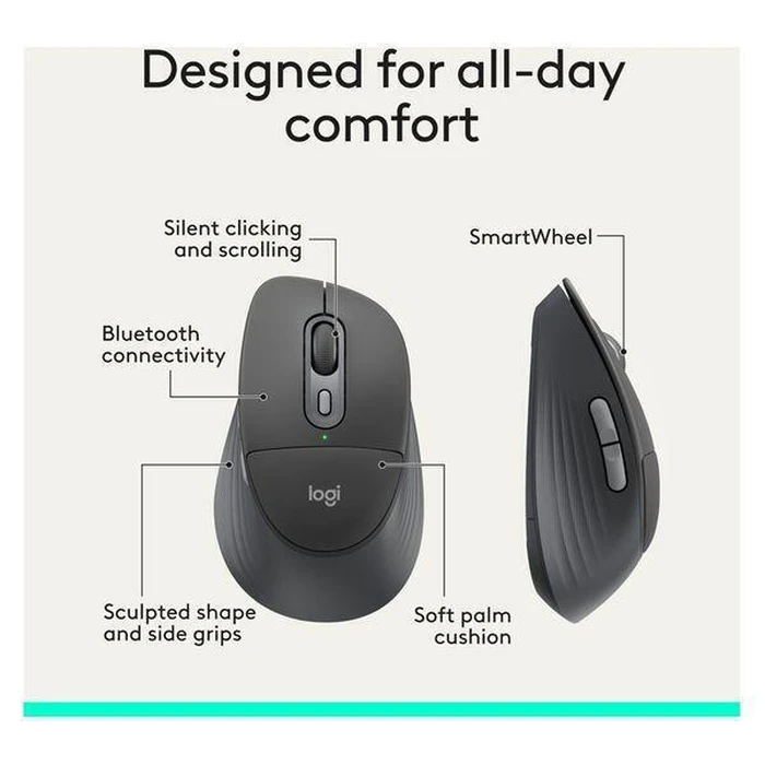 Logitech Signature Comfort Plus M850 L for Business Ασύρματο Εργονομικό Bluetooth Ποντίκι Graphite
