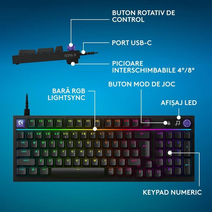 Logitech G316 X 98 Black – Gaming Keyboard (98% layout)
