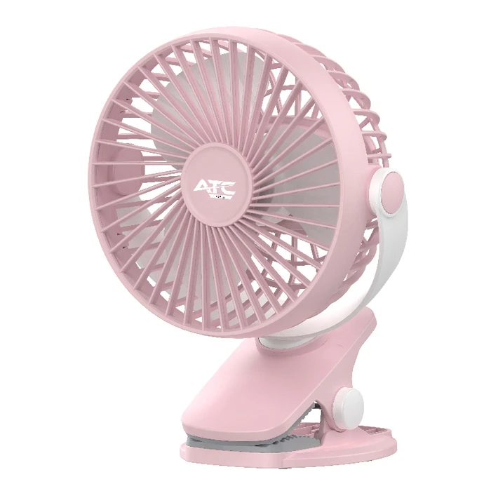 ATC DF-01 5" Mini Rechargeable Desk Fan with Clip - Pink