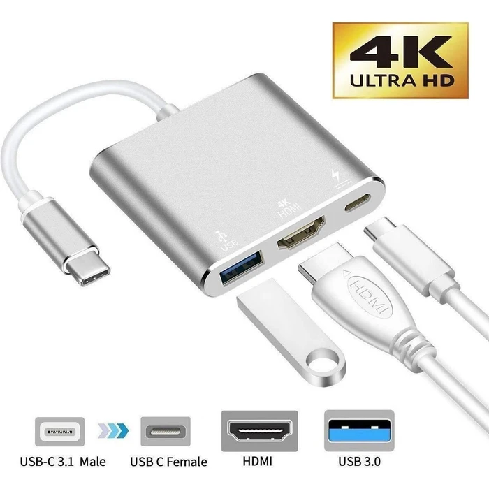 ATC Μετατροπέας USB Type-C σε 4K HDMI + USB 3.0 + PD (Docking Station)
