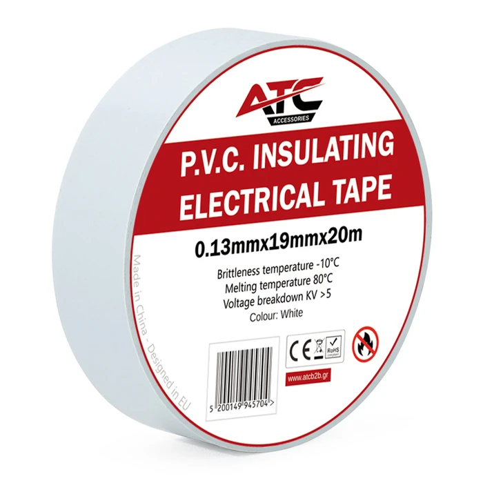 ATC PVC Insulating Tape White 0.13mm x 19mm x 20m
