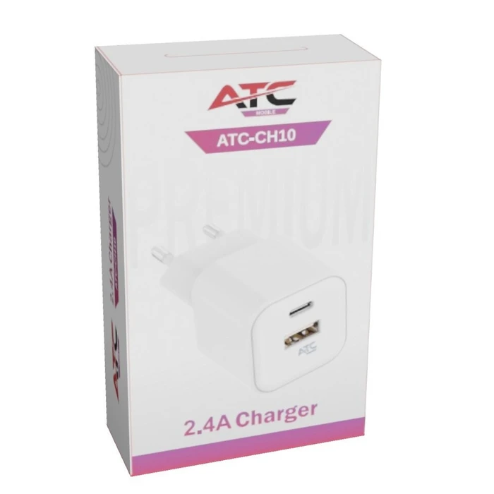 ATC-CH10 Φορτιστής Τοίχου PD με 2 Θύρες (USB-A & USB-C) 12W — Atc