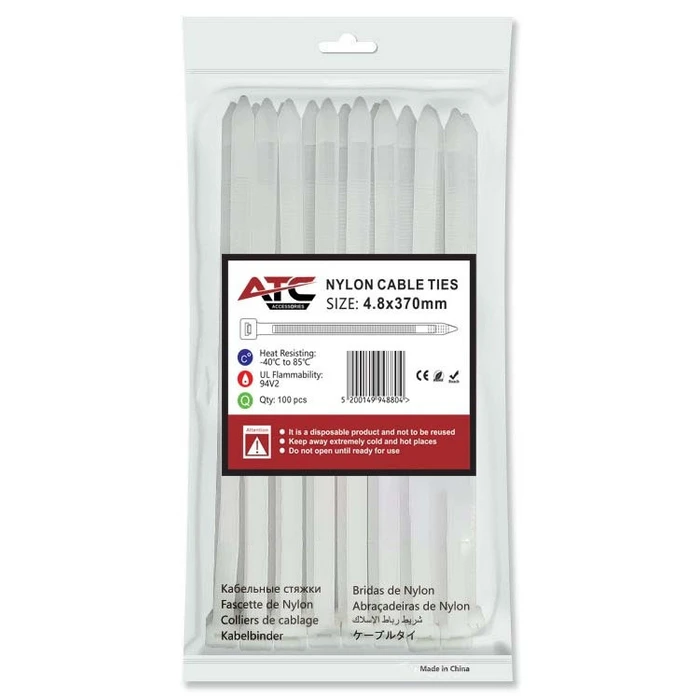 ATC Cable Ties 4.8x370mm Nylon Black 100 pcs Bag