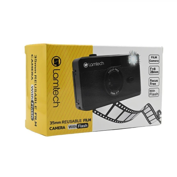 LAMTECH 35mm Reusable Film Camera with Flash Black