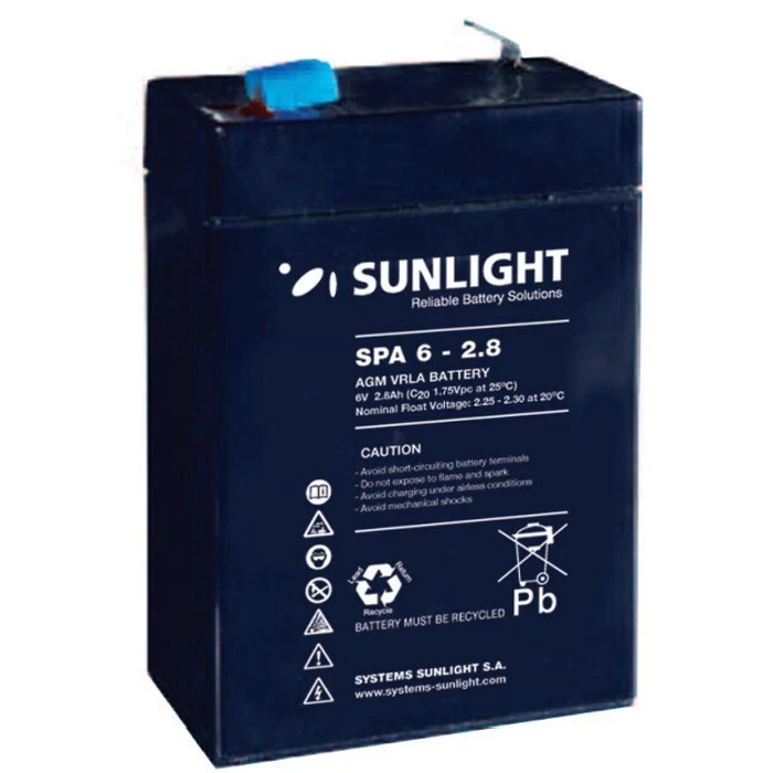 Sunlight Lead Acid Battery 6V 2.8Ah