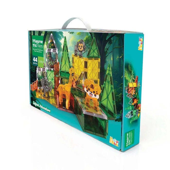 AS HappiHobbi Magne TicTiles - Safari Adventure, Σετ μαγνητικών πλακιδίων 40 τεμ. + 4 τροχοί