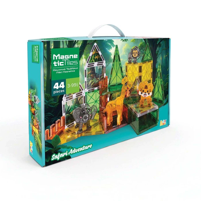 AS HappiHobbi Magne TicTiles - Safari Adventure, Σετ μαγνητικών πλακιδίων 40 τεμ. + 4 τροχοί