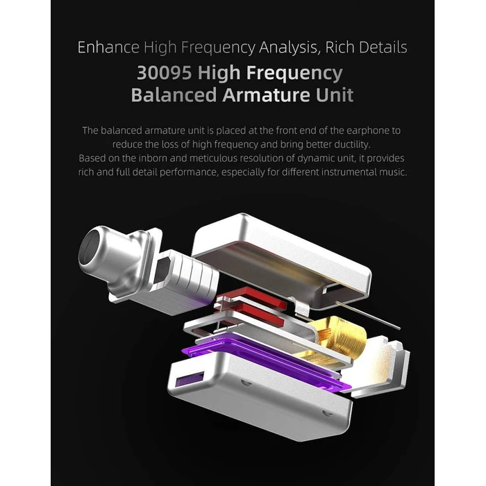 KZ In Ear Monitor Earphones ZST X Black With Mic 1BA 1DD